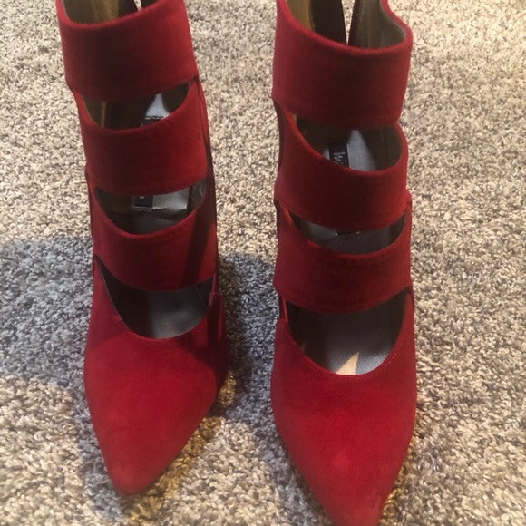 Michael Antonio- Cherry Red suede Ankle Boots - Picture 5 of 6